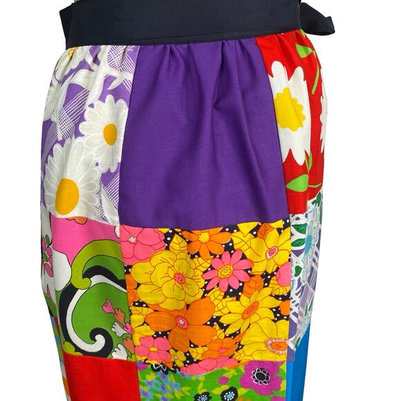 Vtg 60s Handmade Patchwork Hippie Cottagecore Psychedelic Wrap Maxi Skirt XS - Picture 4 of 11